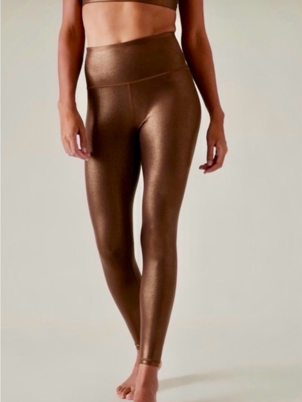 Athleta Metallic Copper Shine Leggings